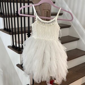 White Tulle Dress with Beaded Neckline